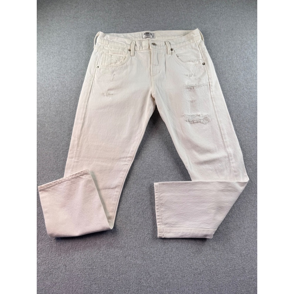 AGOLDE Isabel White Distressed Jeans Womens 26 A015-814 100% Cotton Made in USA